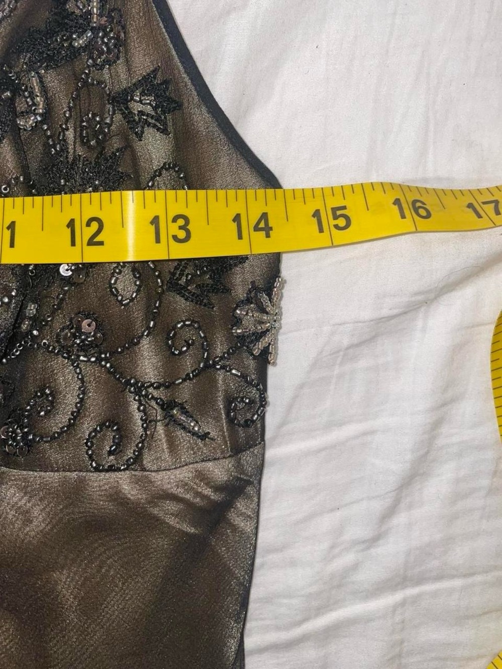 Adrianna Papell Rare Vtg Evening black and gold 100% silk midi dress.Size S/ US6 - Picture 6 of 9